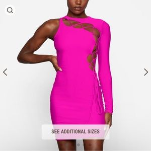 SKIMS Lace Up Mini Dress - Fuschia